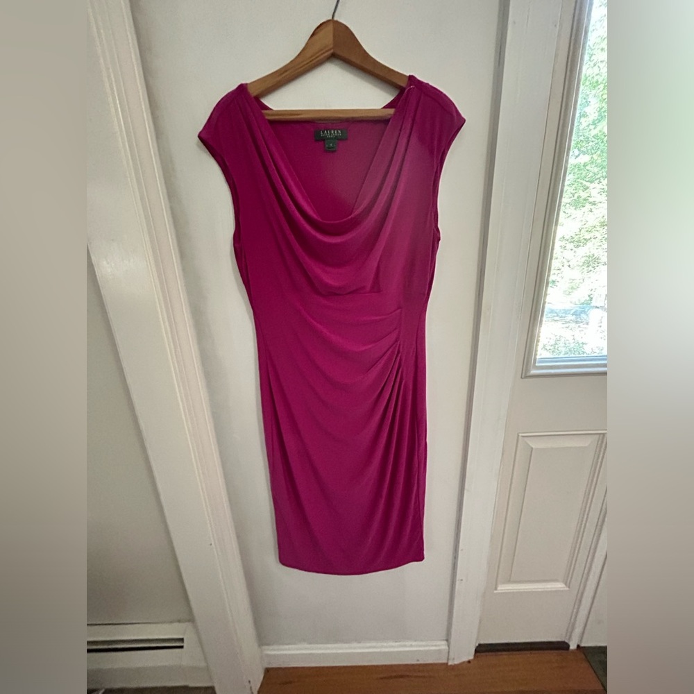 Lauren Ralph Lauren gorgeous size 12 dress with cowl neck. Flattering ru…